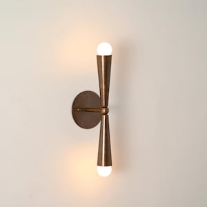 2 Light Mini Cone Handmade Vintage Wall Mid Century Modern Raw Brass Sputnik chandelier light Fixture