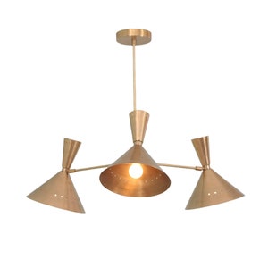 3 Light Contemporary Style Raw Brass Chandelier Light Fixture