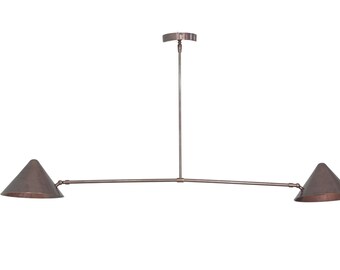 2 Light Shade Style Raw Brass Chandelier Light Fixture