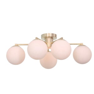 6 Light Globe Mid Century Brass Sputnik chandelier light Fixture