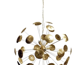 12 Light Vintage Style Raw Brass Chandelier Light Fixture