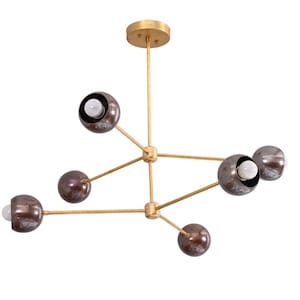 6 Light Ball Style Raw Brass Chandelier Light Fixture