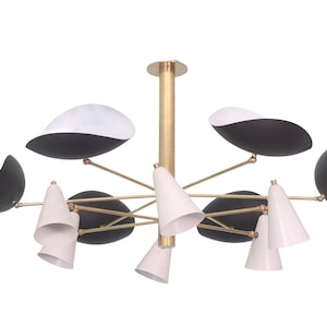 12 Light Stilnovo Style Raw Brass chandelier light Fixture
