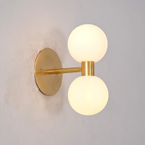 2 Light Globe Wall Mid Century Raw Brass Sputnik chandelier light Fixture