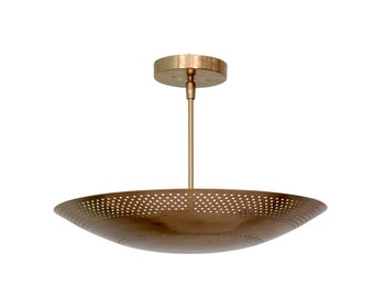 6 Light Perforated Elegant Ceiling Flushmount light Pendant Mid Century Modern Raw Brass Sputnik chandelier light Fixture.