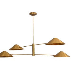4 Light Shade Style Raw Brass Chandelier Light Fixture