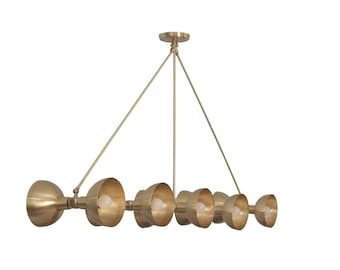 10 Light Mid Century Modern Raw Brass chandelier light Fixture