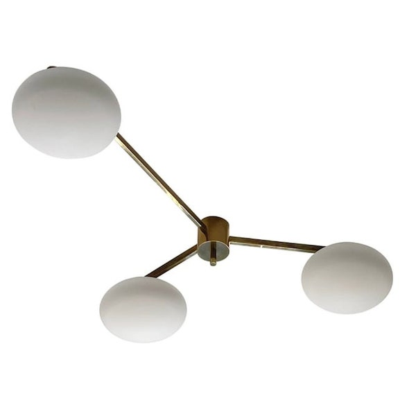 3 Light Globe Stilnovo Mid Century Brass Sputnik chandelier light Fixture