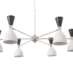 6 Light Stilnovo Style Raw Brass chandelier light Fixture