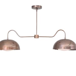 2 Light Shade Style Raw Brass Chandelier Light Fixture