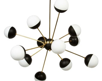 12 Light Globe Stilnovo Mid Century Brass Sputnik chandelier light Fixture