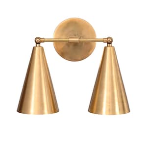2 Light  Cone Handmade Vintage Wall Mid Century Modern Raw Brass Sputnik chandelier light Fixture