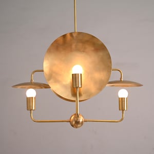 4 Light Spider Dome Style Raw Brass Chandelier Light Fixture