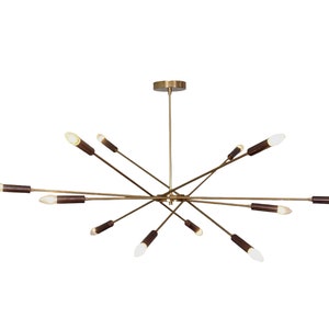 12 Light Spider Style Raw Brass Chandelier Light Fixture