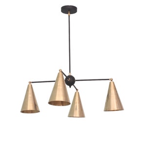 4 Light Contemporary Style Raw Brass Chandelier Light Fixture