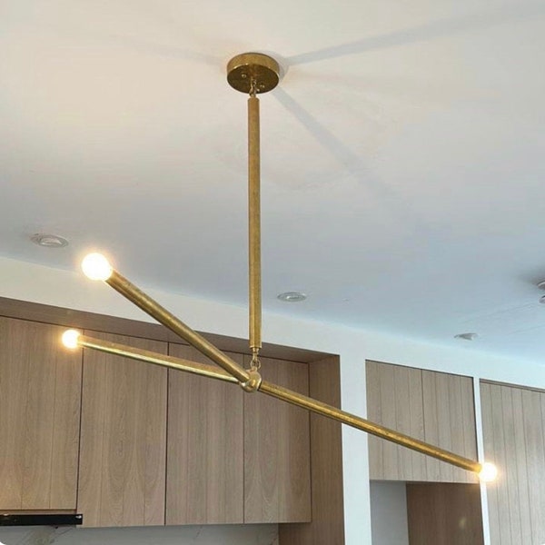 Lustre Sputnik moderno mini de 3 luzes em latão escovado