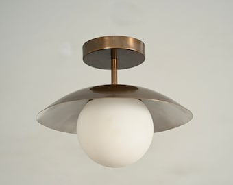 1 Leuchtkugel Mid Century Messing Sputnik Kronleuchter Leuchte