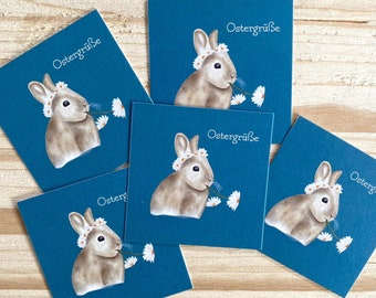 Minikarte Ostern Hase Blumen 5 Stück| Minikarte | kleine Karte Ostern | Geschenkanhänger Geschenkverpackung | Ostern Mitbringsel |Ostergrüße