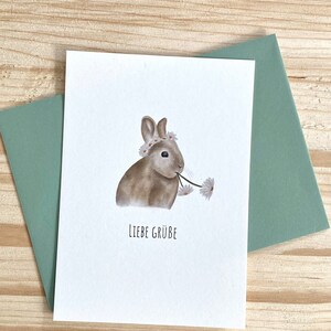 Postkarte Frohe Ostern Osterkarte Postkarte mit Hase Osterhase Ostergrüße Karte für Ostern Ostern Mitbringsel Liebe Grüße eukalyptus (grün)