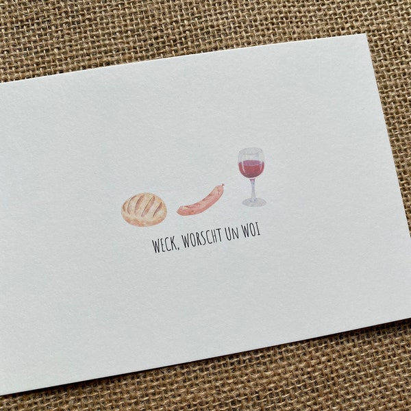 wine card | wine gift | wine gift | wine decoration | Rheingau | I never say no to vino | Wake up, Worscht and Woi | Hessian | Hesse greetings