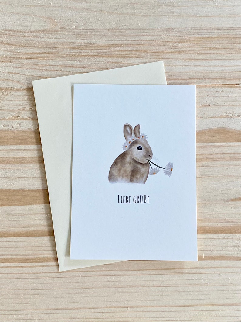 Postkarte Frohe Ostern Osterkarte Postkarte mit Hase Osterhase Ostergrüße Karte für Ostern Ostern Mitbringsel Liebe Grüße Bild 1