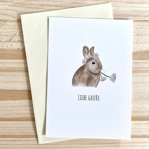 Postkarte Frohe Ostern Osterkarte Postkarte mit Hase Osterhase Ostergrüße Karte für Ostern Ostern Mitbringsel Liebe Grüße hellgelb