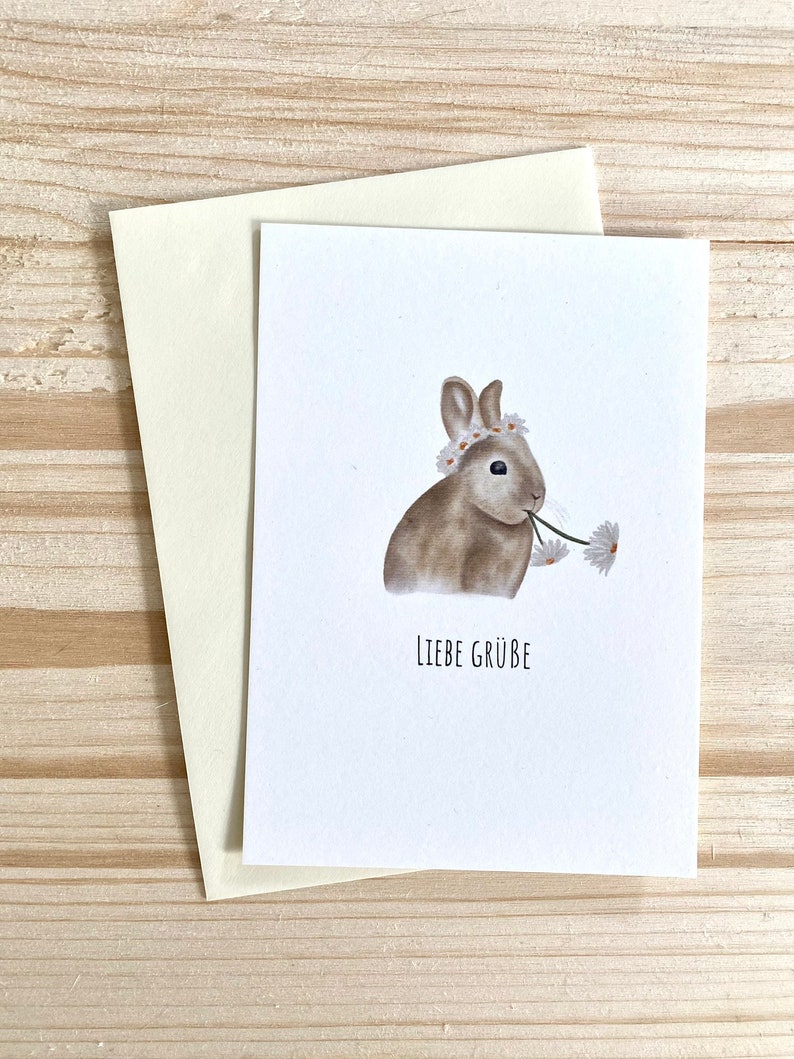 Postkarte Frohe Ostern Osterkarte Postkarte mit Hase Osterhase Ostergrüße Karte für Ostern Ostern Mitbringsel Liebe Grüße hellgelb