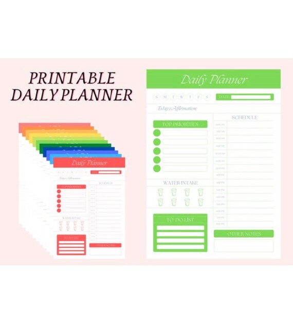 Printable Daily Planner Digital Colorfull to Do List Notes - Etsy