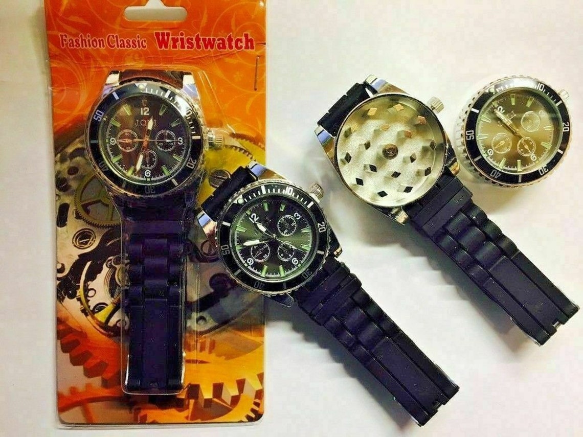 Grinder Watch Herb Grinder Wrist Watch Metal Herb Black Watch Etsy UK