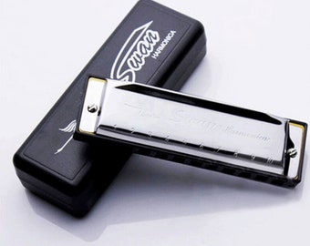 Swan Harmonica Key C Musical Instrument Stainless Steel