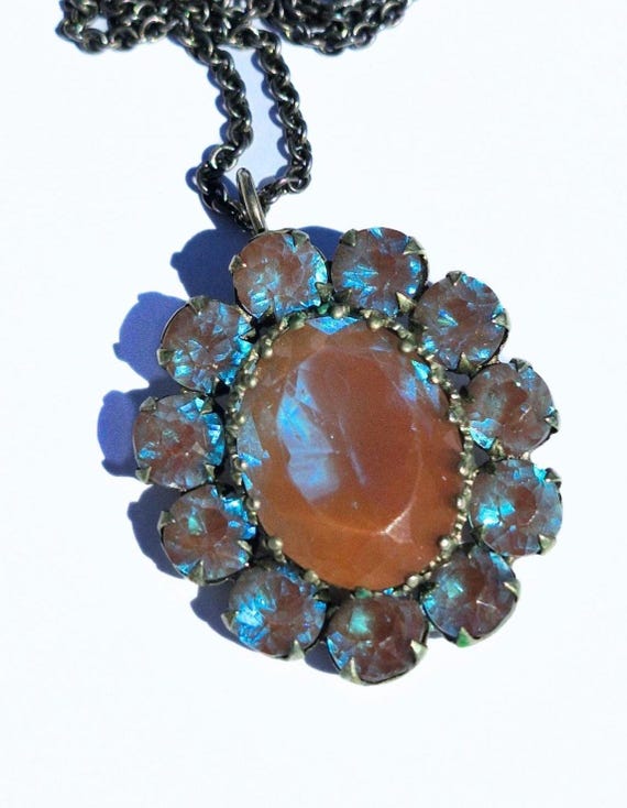 【saphiret】アンティークサフィレット クラスターネックレス Antique 1900′s Saphiretglass×rhinestone necklace