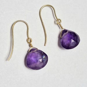 SALE! 9ct Solid Gold Purple Amethyst Drop Earrings New Handmade Jewellery Gift 9k 375