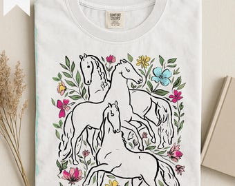 Wild Flowers And Wild Horses T-Shirt | Cowgirl Comfort Colors® Shirt | Gift For Woman