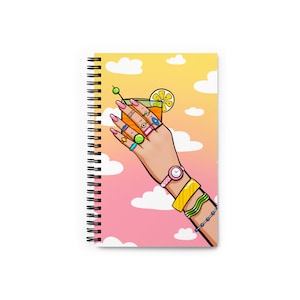 Spiral notebook Cocktail Cheers  | Digital illustration | Print Book