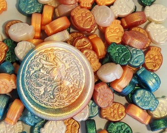 Shimmer Wax Beads, Various Shapes and Mixed Colours, Pearlescent Sealing Wax for Seals, Letters, Envelopes and Gifts.