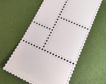 Blank faux postage die cut watercolour sheet, 300 gsm paper for miniature painting, collage and journaling