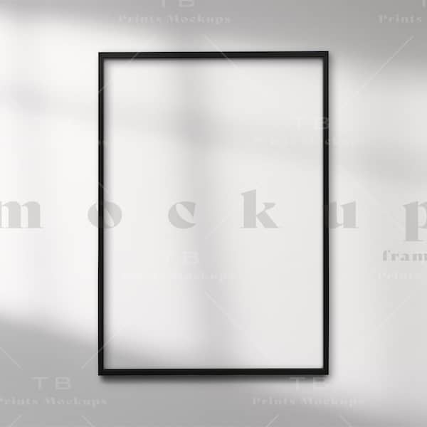 A4 / 5x7 Vertical Black Frame Mockup with Shadow, Vertical Frame Template, Art Display, Modern Digital Mockup, Vertical PSD Smart Object