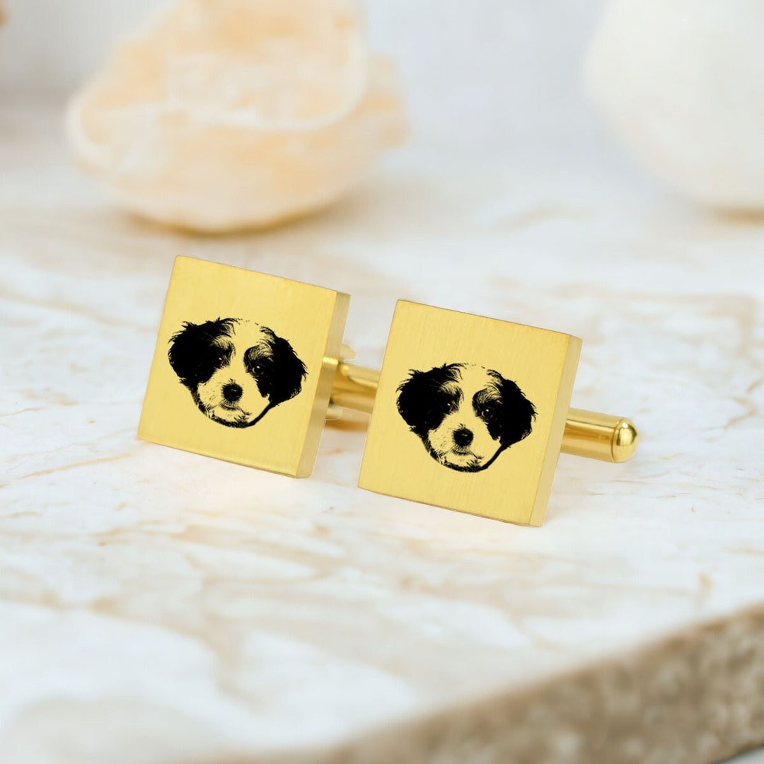 Personalized Handmade Engraved Pet Portrait Cuff Links, Custom Wedding ...