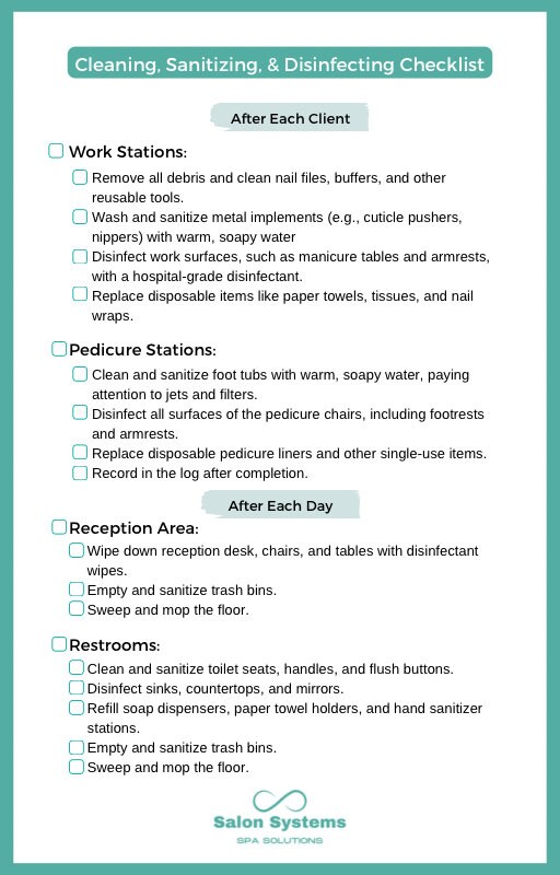 Nail Salon Cleaning Checklist Digital Download Sanitizing Etsy