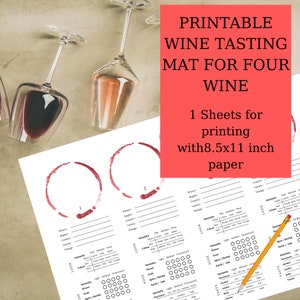 Tappetino per degustazione vini - Scheda di valutazione del vino - Degustazione vini - Note di degustazione vini - Festa di degustazione vini - Valutazione vini - Stampabile - Download immediato