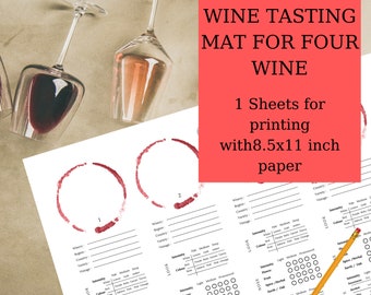 Wine Tasting Mat - Wine Rating Sheet - Wine Tasting - Wine Tasting Notes - Wine Tasting Party - Wine Rating -  Printable - Instant Download