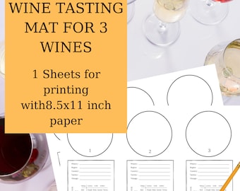 Wine Tasting Mat - Wine Rating Sheet - Wine Tasting - Wine Tasting Notes - Wine Tasting Party - Wine Rating - Printable - Instant Download