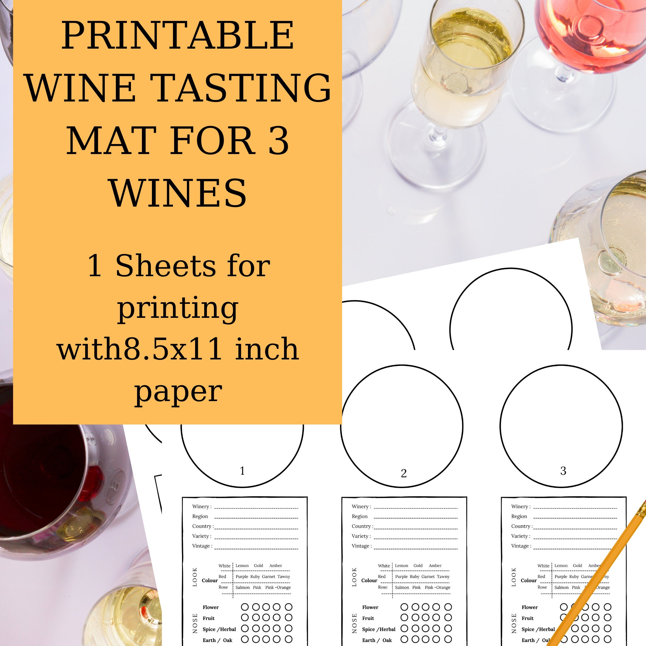 Wine Tasting Mat - Wine Rating Sheet - Wine Tasting - Wine Tasting ...