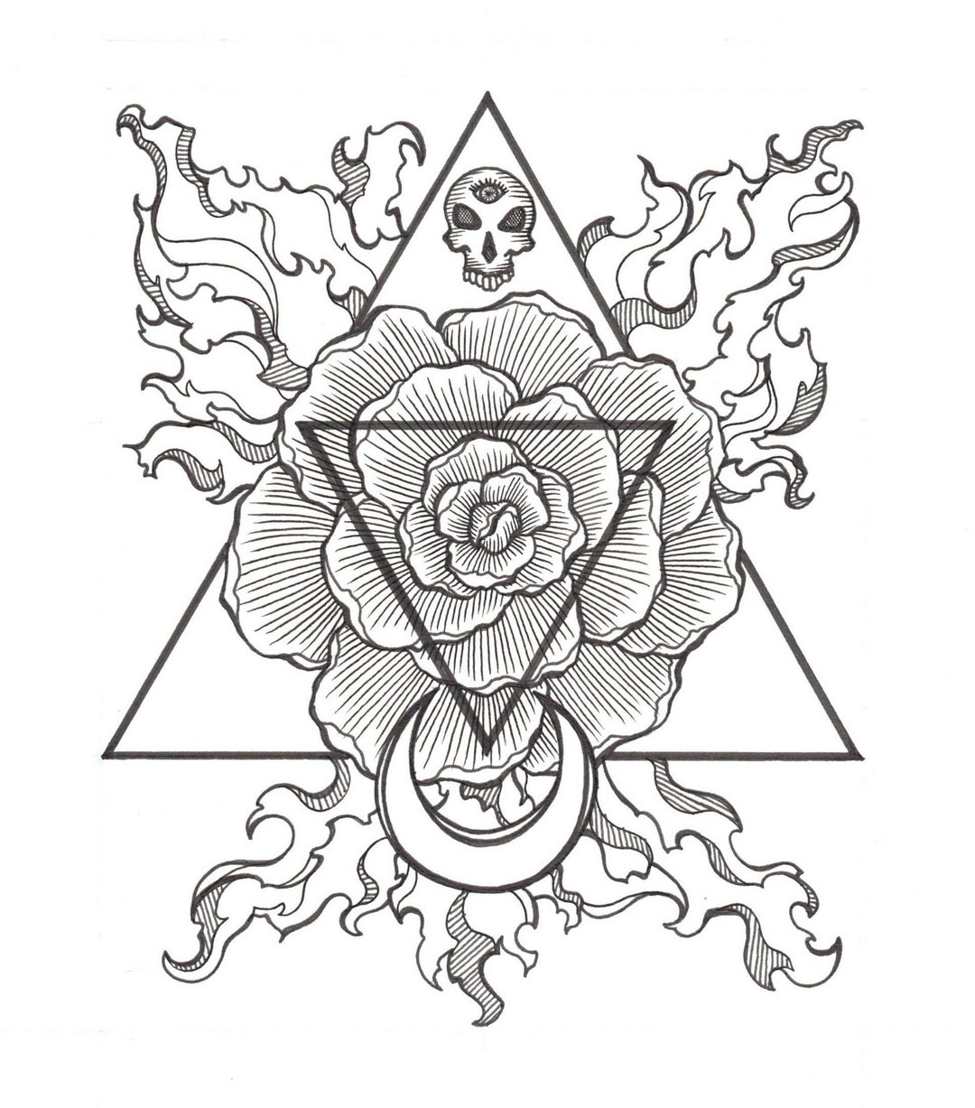 Triangle Rose Coloring Page - Etsy