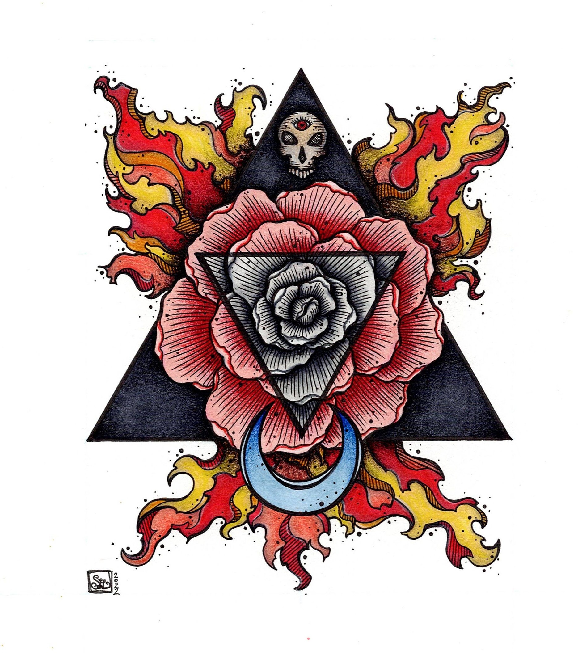 Triangle Rose Coloring Page - Etsy