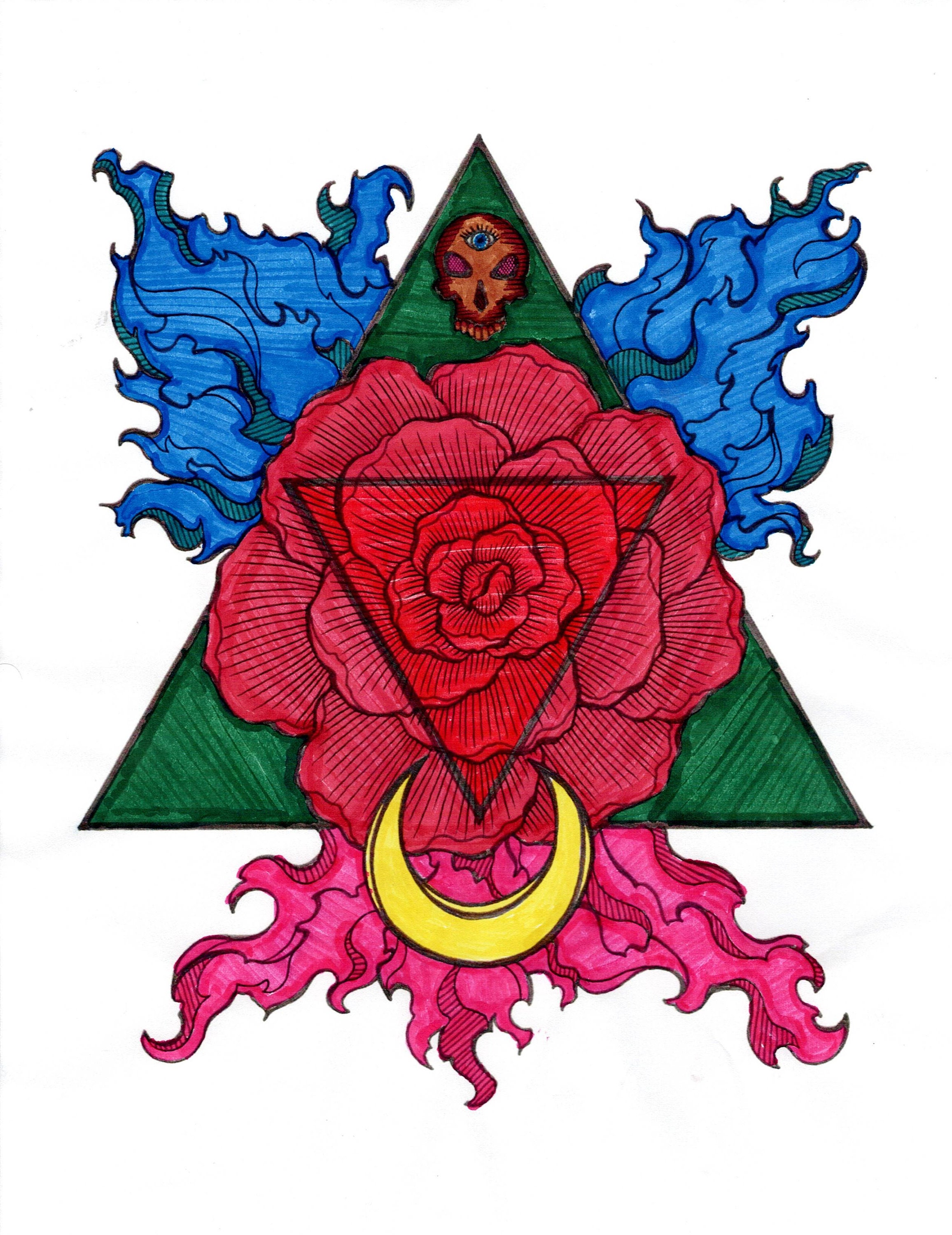 Triangle Rose Coloring Page - Etsy