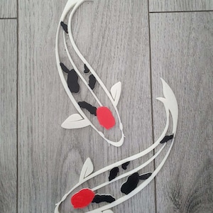 Painted pair of Tancho Sanke Koi decor