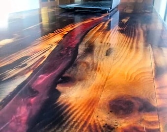 Table en bois et résine epoxy