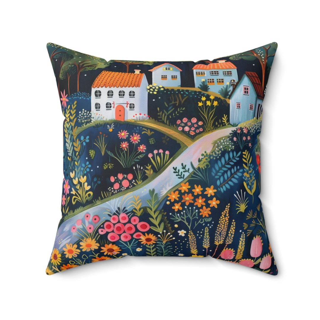 Dark Cottagecore Pillow Cover, Farmhouse Cushion Decor Forest Faux