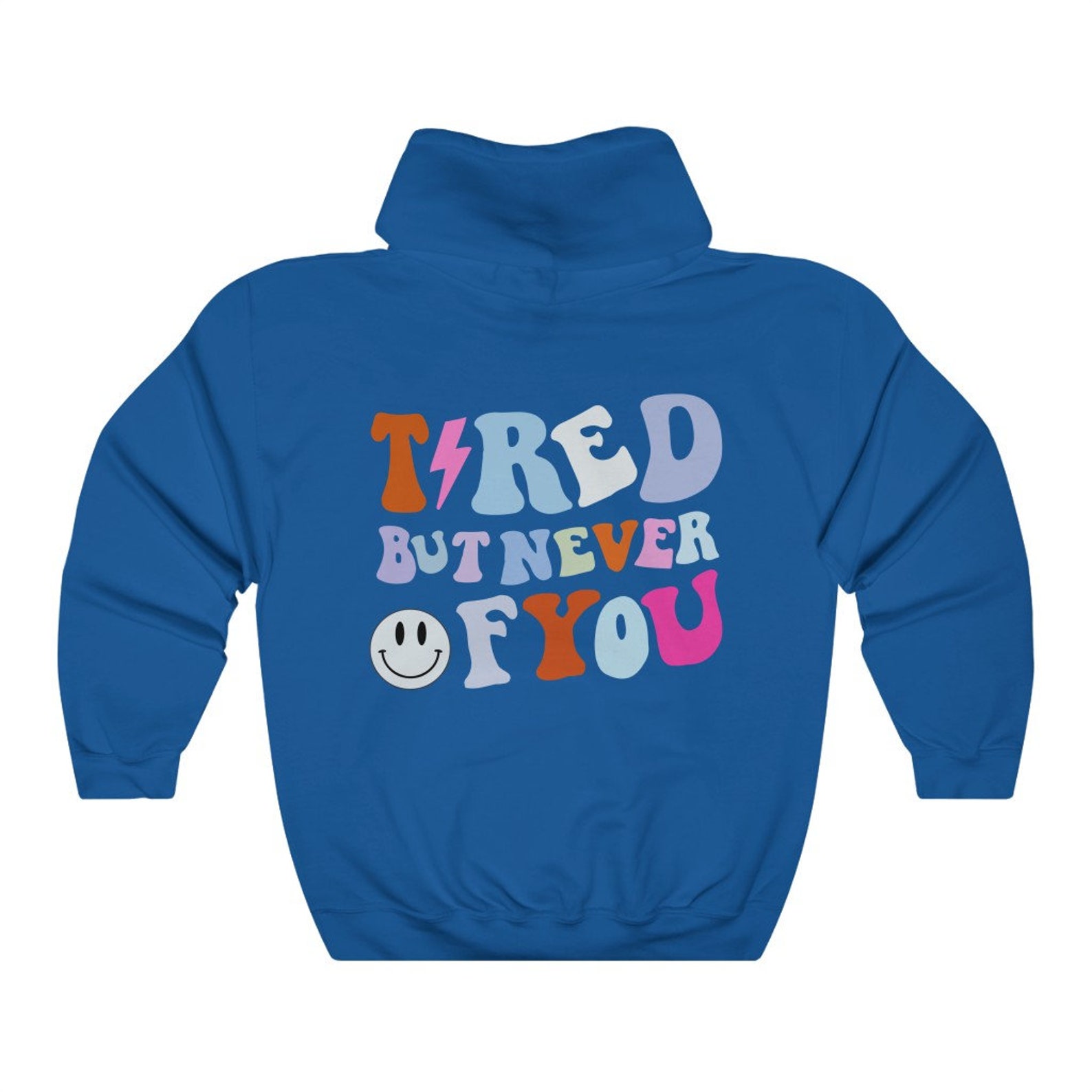 Tired but Never Hoodie, Y2K Hoodie, Cozy Hoodie, Brown Hoodie, Words on